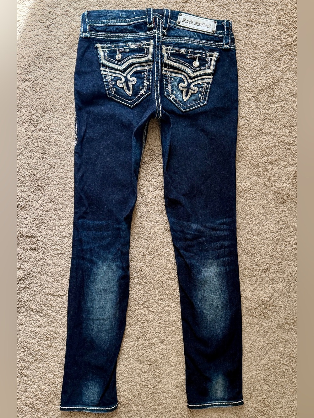 Rock Revival Jeans Womens Size 26 Kai Skinny Y2K Dark Blue Denim Embellished - Picture 2 of 13